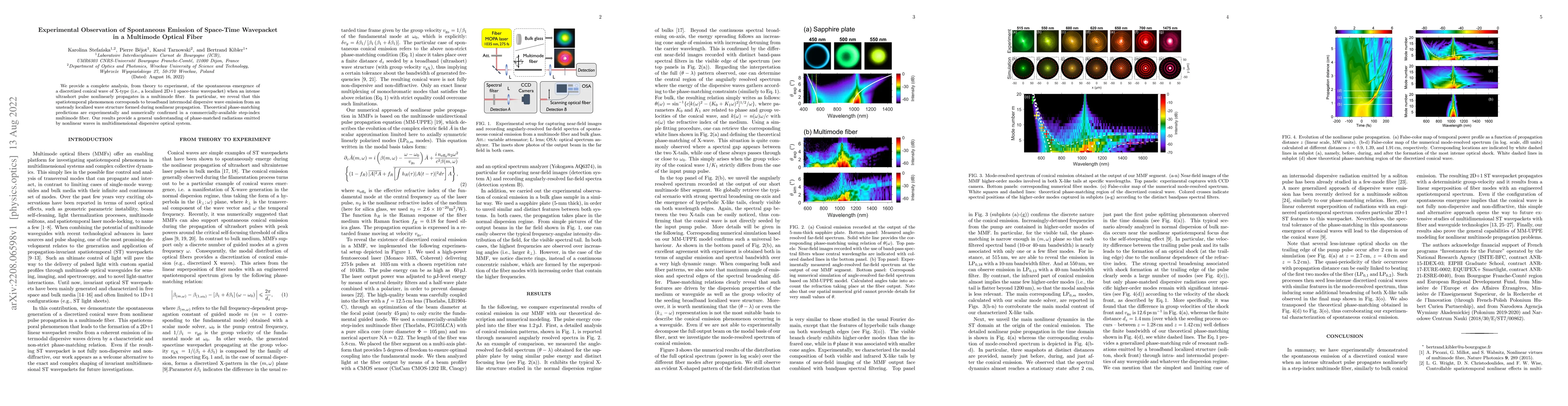 Thumbnail for Experimental observation of spontaneous emission of space-time
  wavepacket in a multimode optical fiber