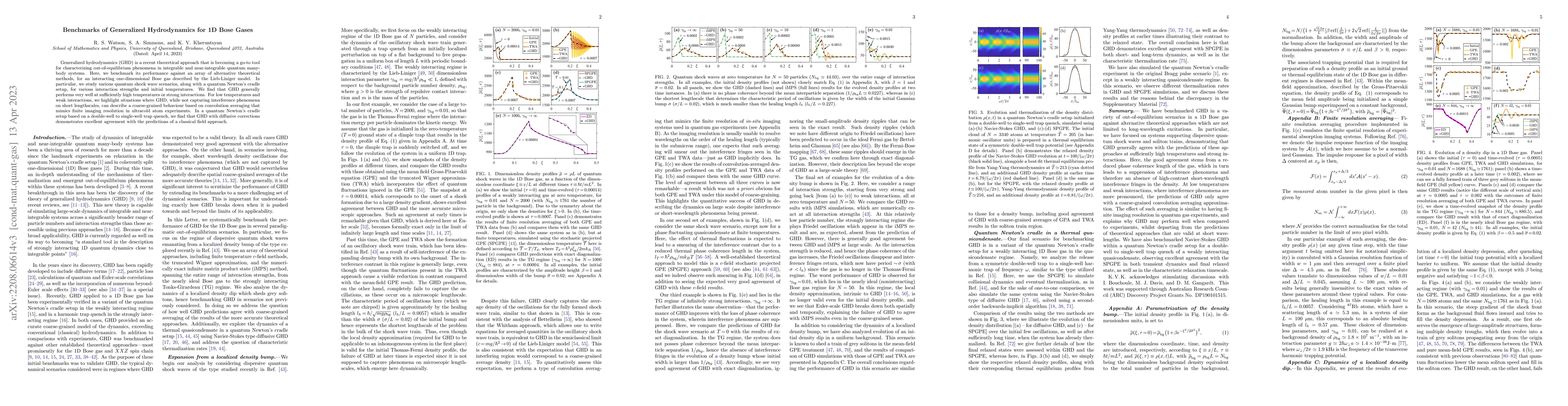 Thumbnail for Benchmarks of Generalized Hydrodynamics for 1D Bose Gases