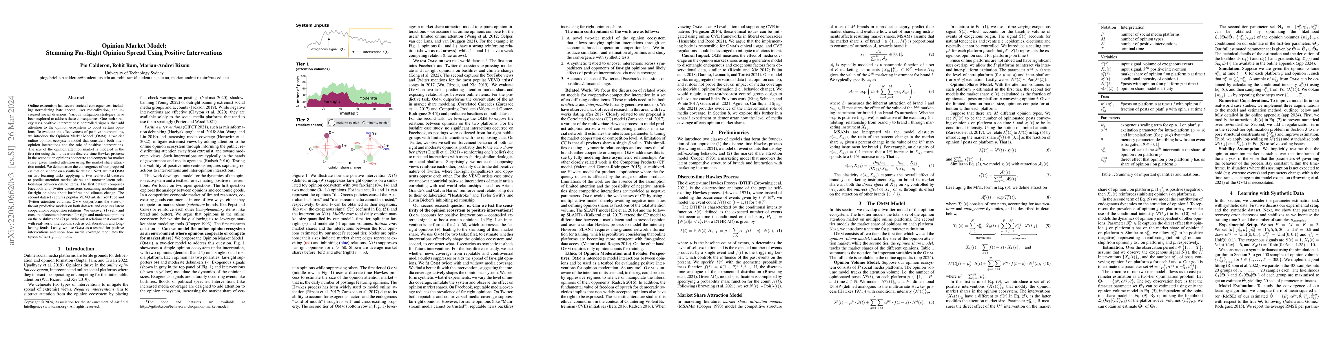 Thumbnail for Opinion Market Model: Stemming Far-Right Opinion Spread using Positive
  Interventions