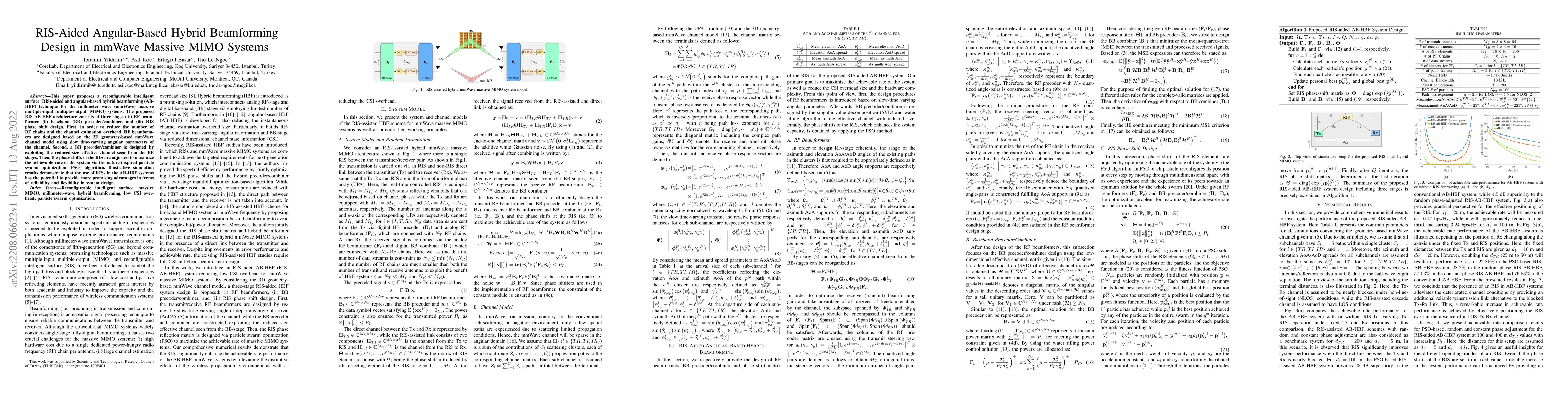 Thumbnail for RIS-Aided Angular-Based Hybrid Beamforming Design in mmWave Massive MIMO
  Systems