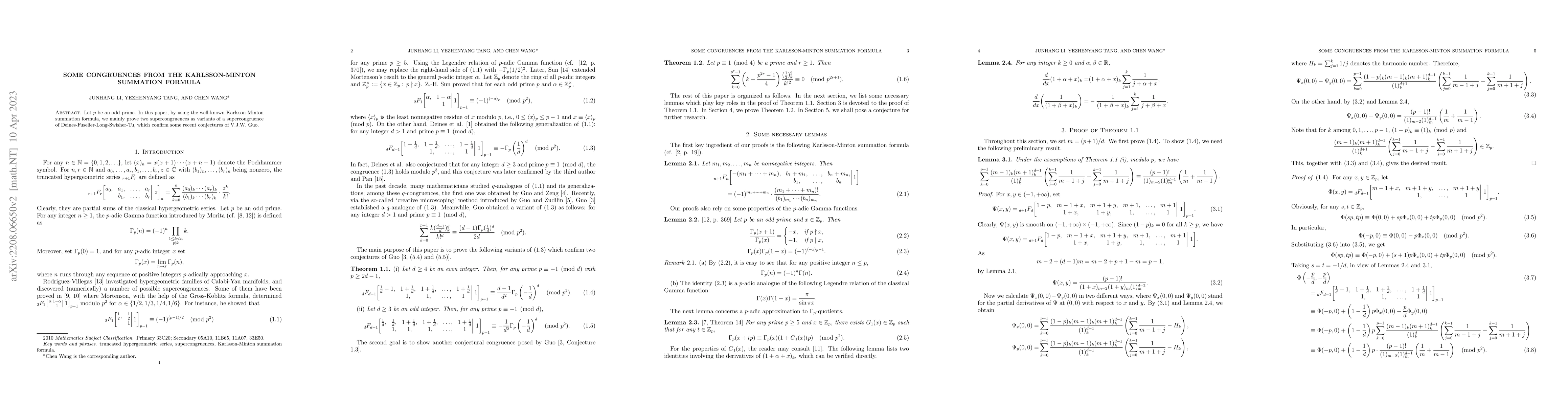 Thumbnail for Some congruences from the Karlsson-Minton summation formula