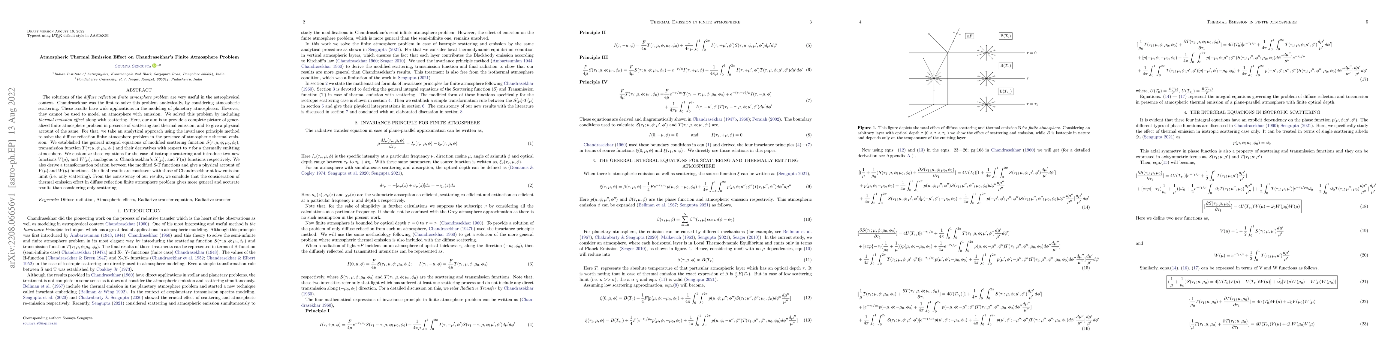 Thumbnail for Atmospheric Thermal Emission Effect on Chandrasekhar's Finite Atmosphere
  Problem