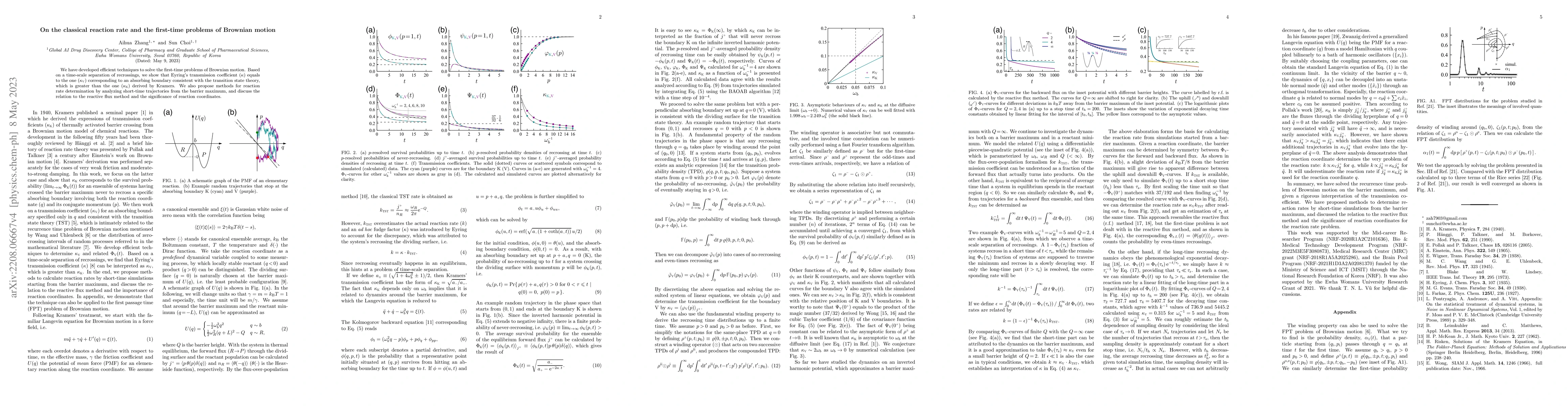 Thumbnail for On the classical reaction rate and the first-time problems of Brownian
  motion