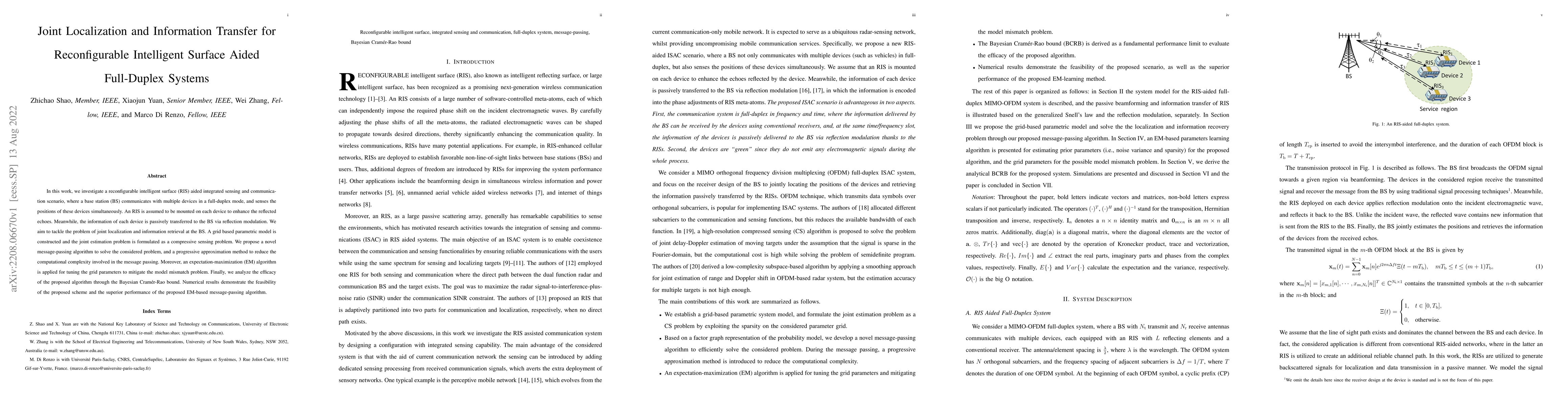 Thumbnail for Joint Localization and Information Transfer for Reconfigurable
  Intelligent Surface Aided Full-Duplex Systems