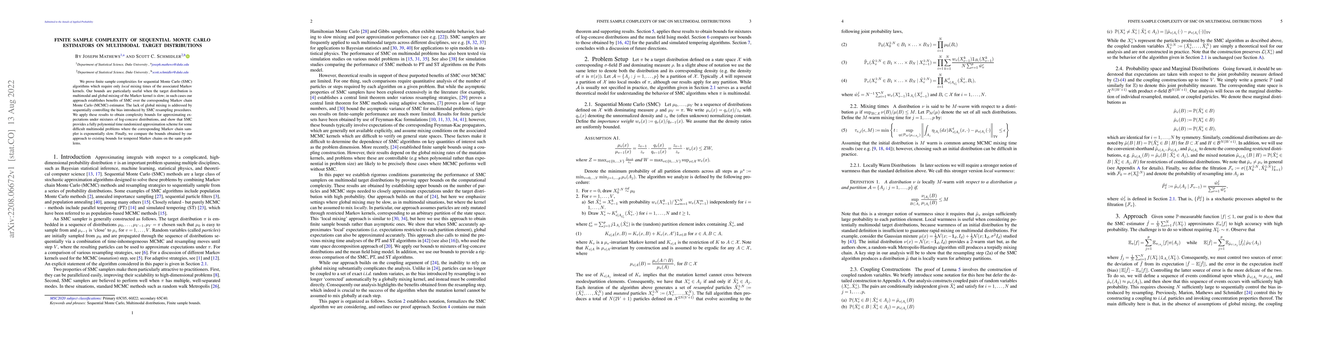 Thumbnail for Finite Sample Complexity of Sequential Monte Carlo Estimators on
  Multimodal Target Distributions