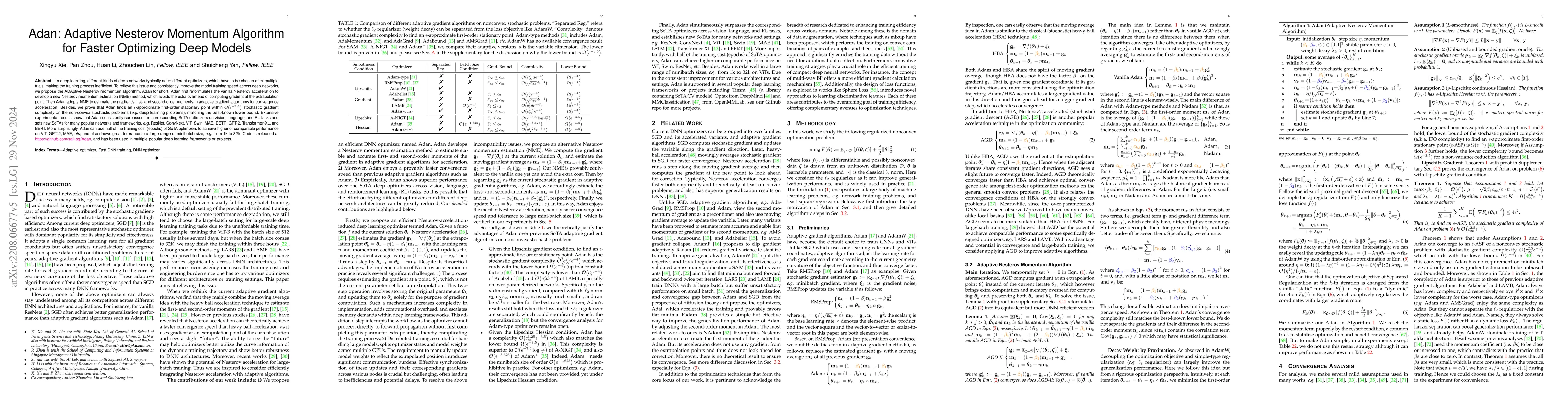 Thumbnail for Adan: Adaptive Nesterov Momentum Algorithm for Faster Optimizing Deep
  Models