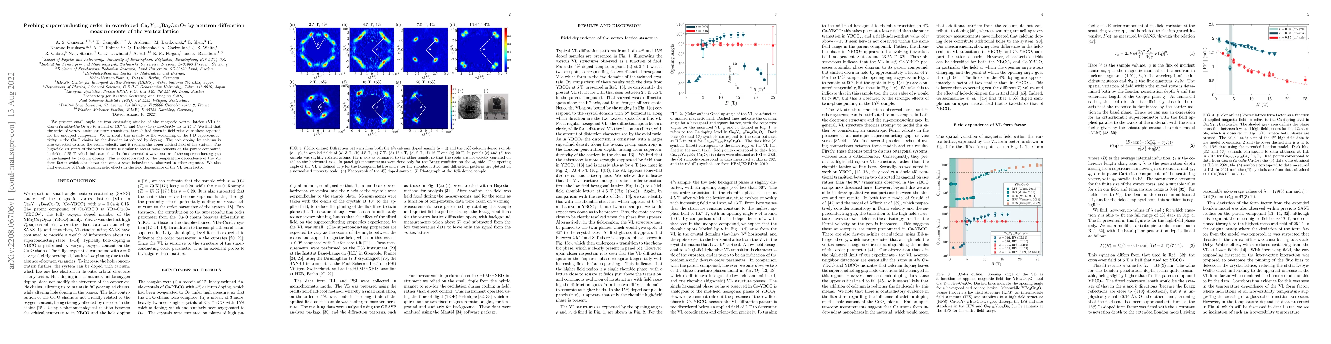 Thumbnail for Probing superconducting order in overdoped
  Ca$_{x}$Y$_{1-x}$Ba$_{2}$Cu$_{3}$O$_{7}$ by neutron diffraction measurements
  of the vortex lattice