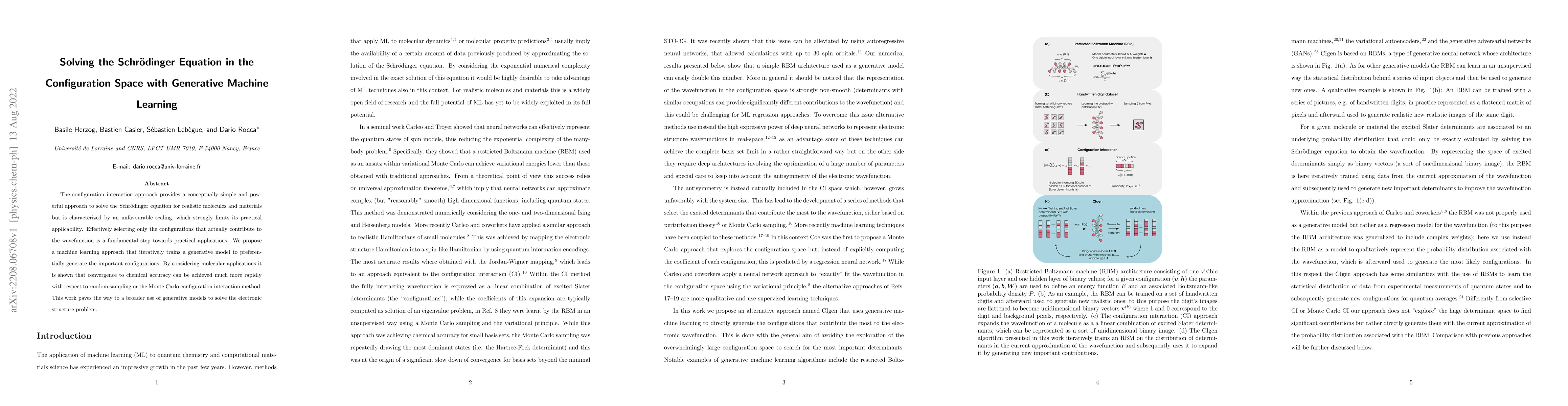 Thumbnail for Solving the Schr\"odinger Equation in the Configuration Space with
  Generative Machine Learning