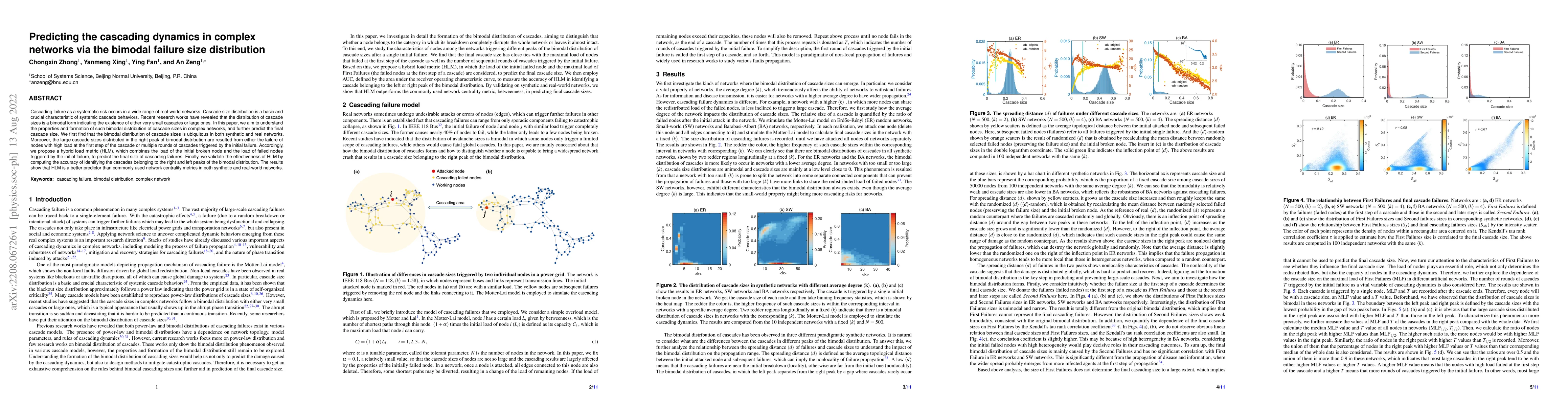 Thumbnail for Predicting the cascading dynamics in complex networks via the bimodal
  failure size distribution