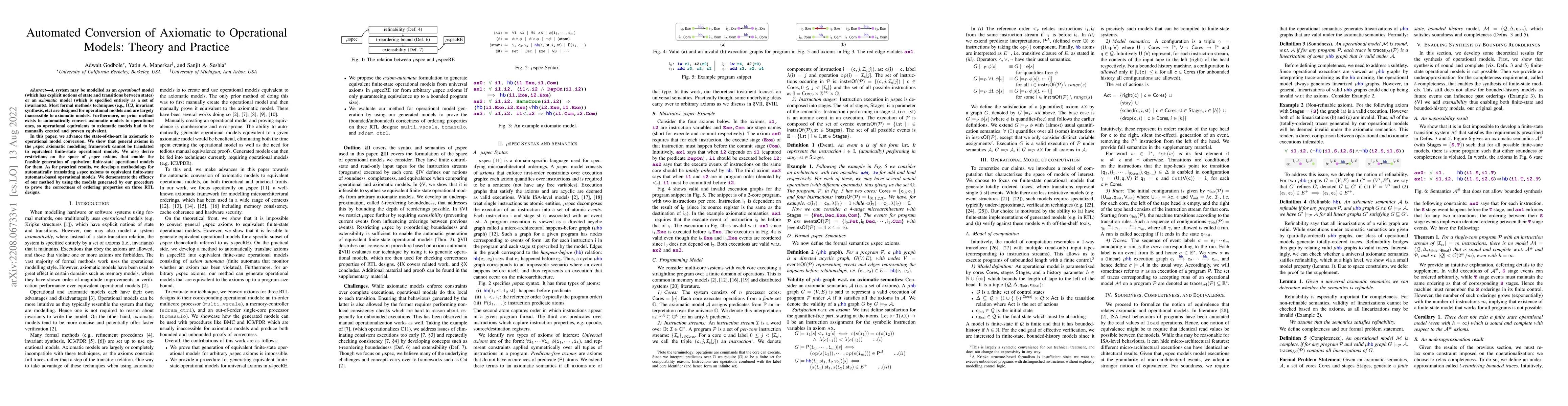 Thumbnail for Automated Conversion of Axiomatic to Operational Models: Theory and
  Practice