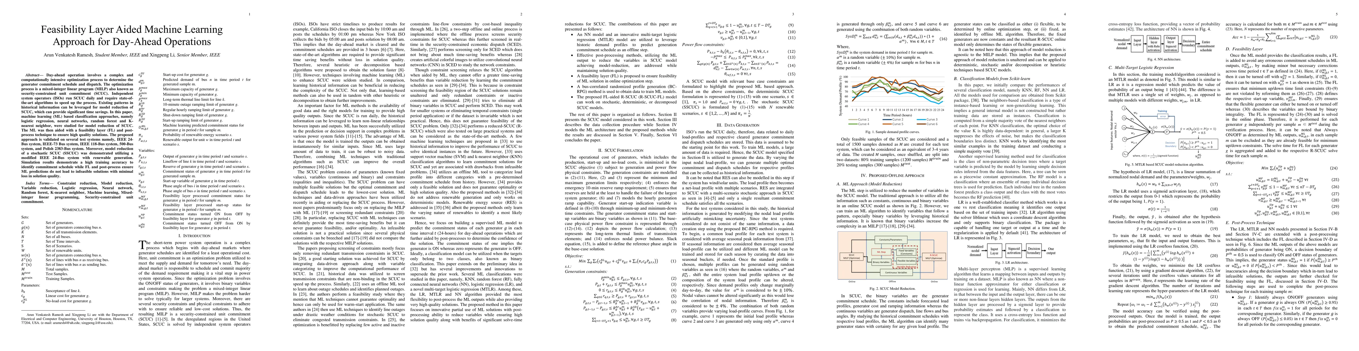 Thumbnail for Feasibility Layer Aided Machine Learning Approach for Day-Ahead
  Operations