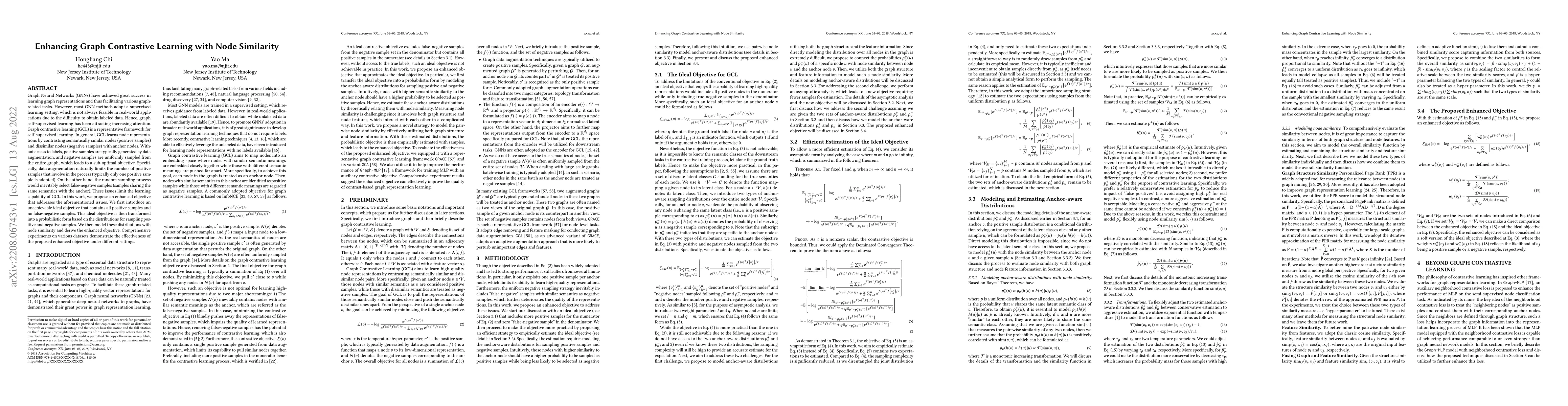 Thumbnail for Enhancing Graph Contrastive Learning with Node Similarity