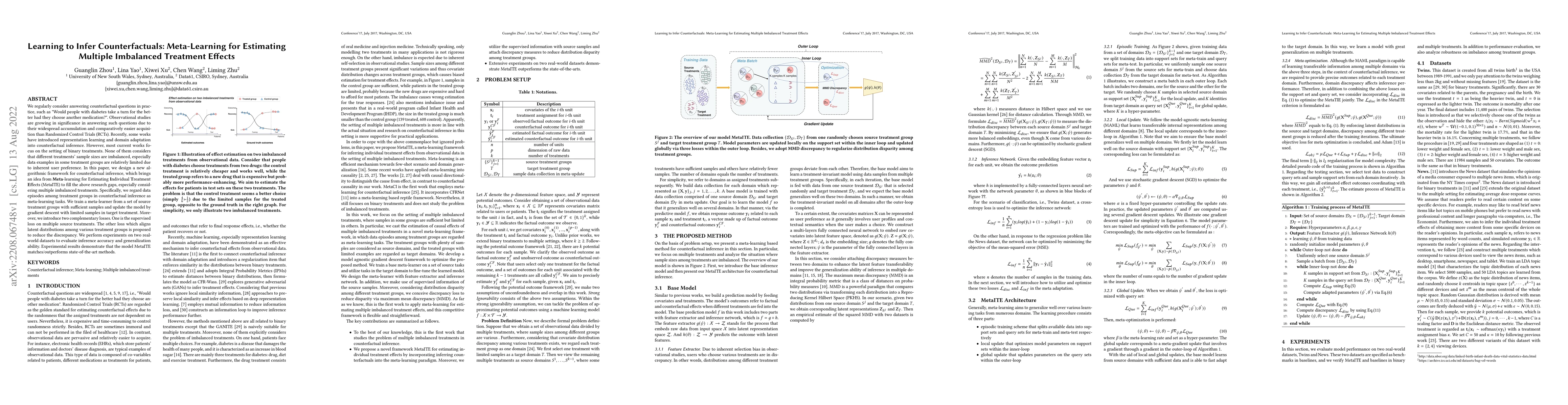 Thumbnail for Learning to Infer Counterfactuals: Meta-Learning for Estimating Multiple
  Imbalanced Treatment Effects