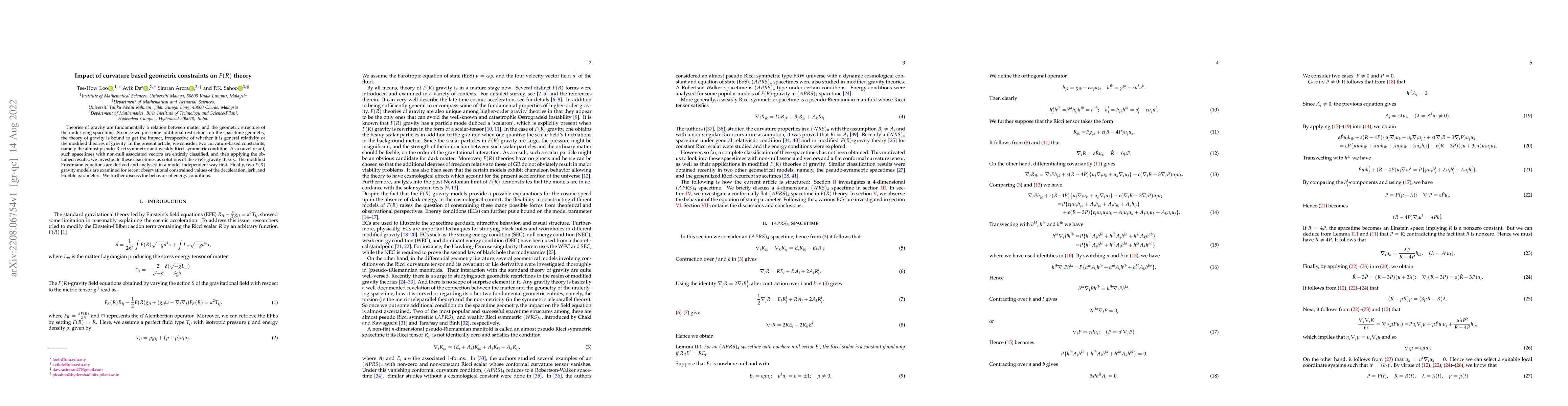Thumbnail for Impact of curvature based geometric constraints on $F(R)$ theory