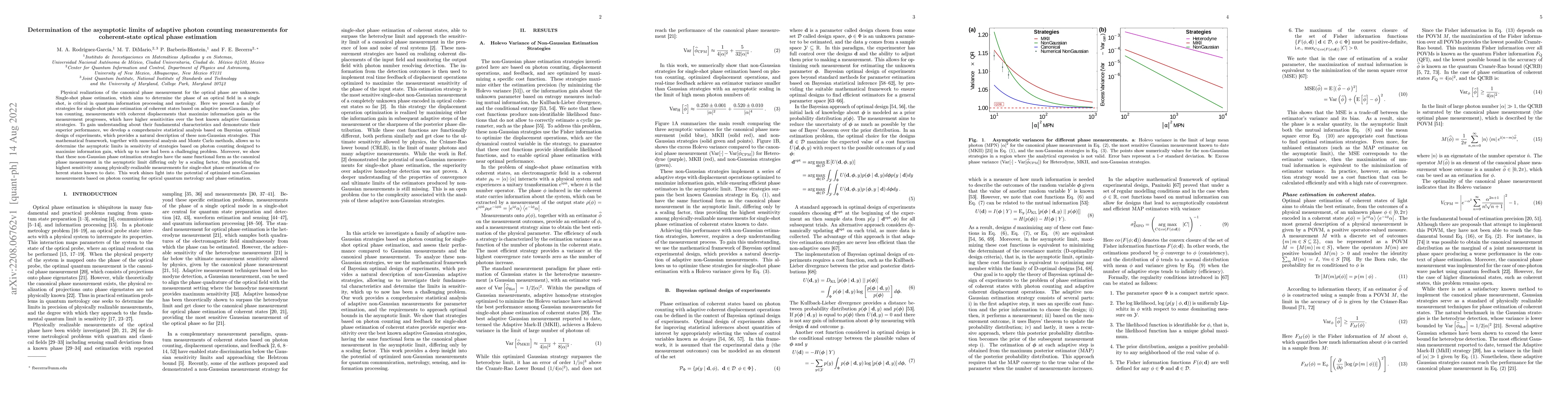 Thumbnail for Determination of the asymptotic limits of adaptive photon counting
  measurements for coherent-state optical phase estimation