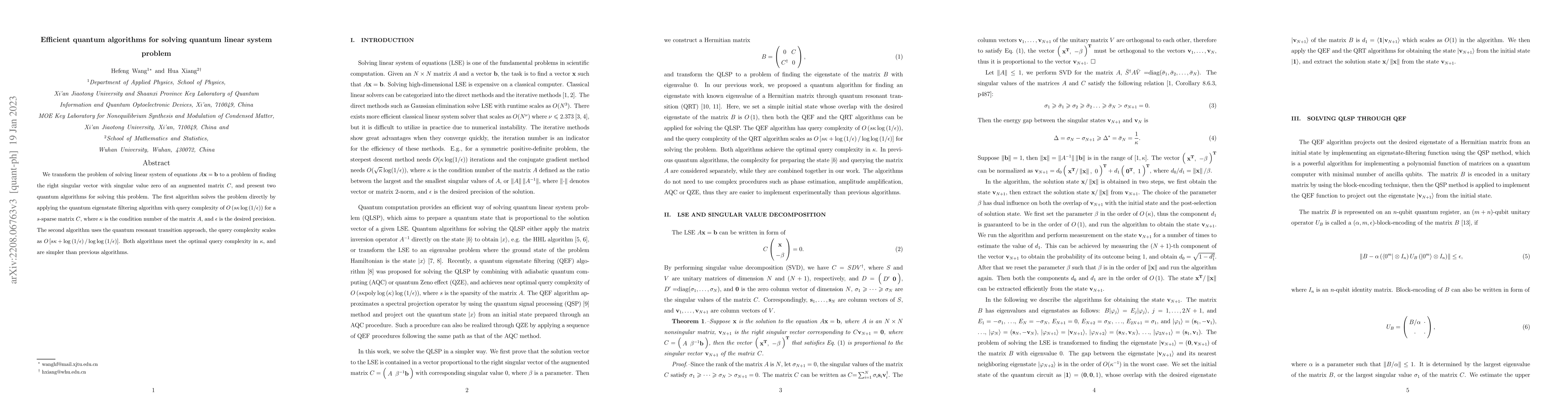 Thumbnail for Efficient quantum algorithms for solving quantum linear system problems
