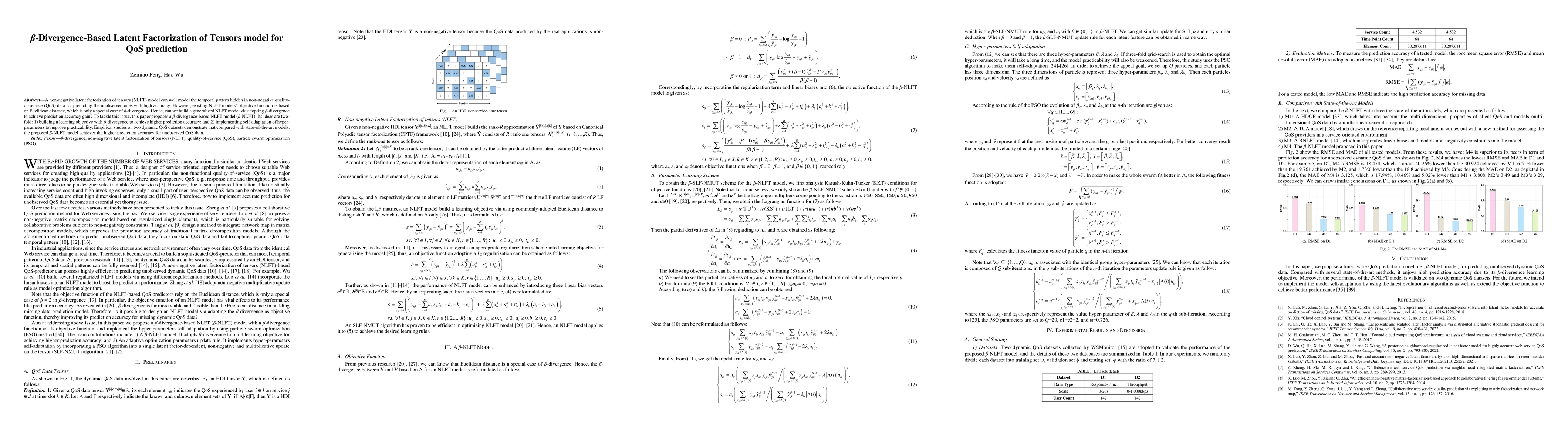 Thumbnail for $\beta$-Divergence-Based Latent Factorization of Tensors model for QoS
  prediction
