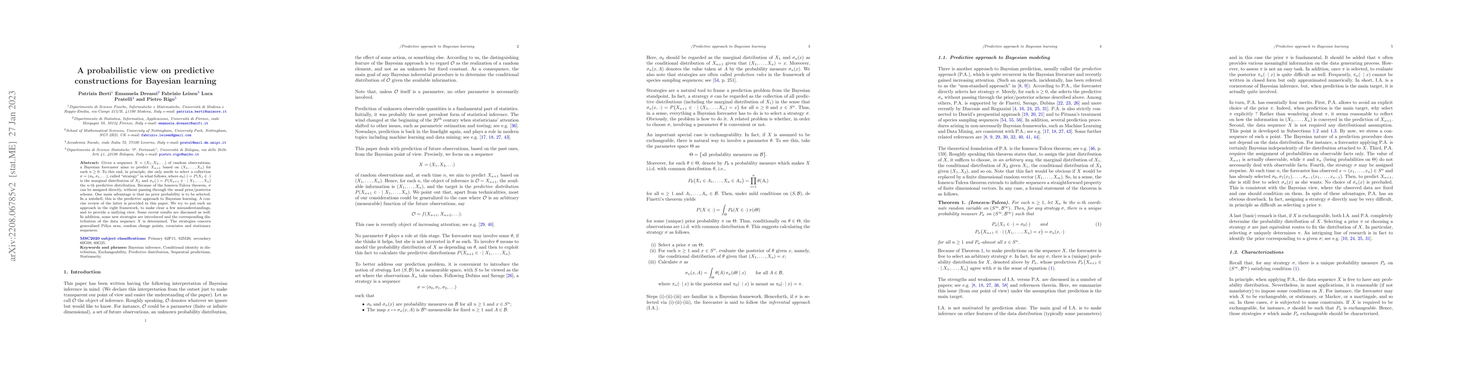 Thumbnail for A probabilistic view on predictive constructions for Bayesian learning
