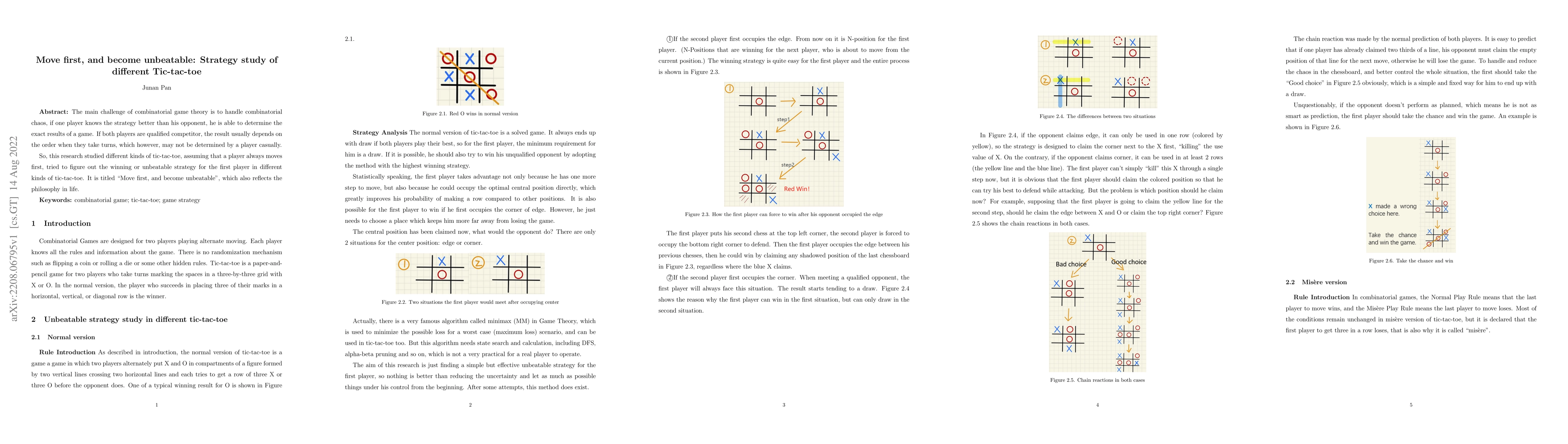 Thumbnail for Move first, and become unbeatable: Strategy study of different
  Tic-tac-toe