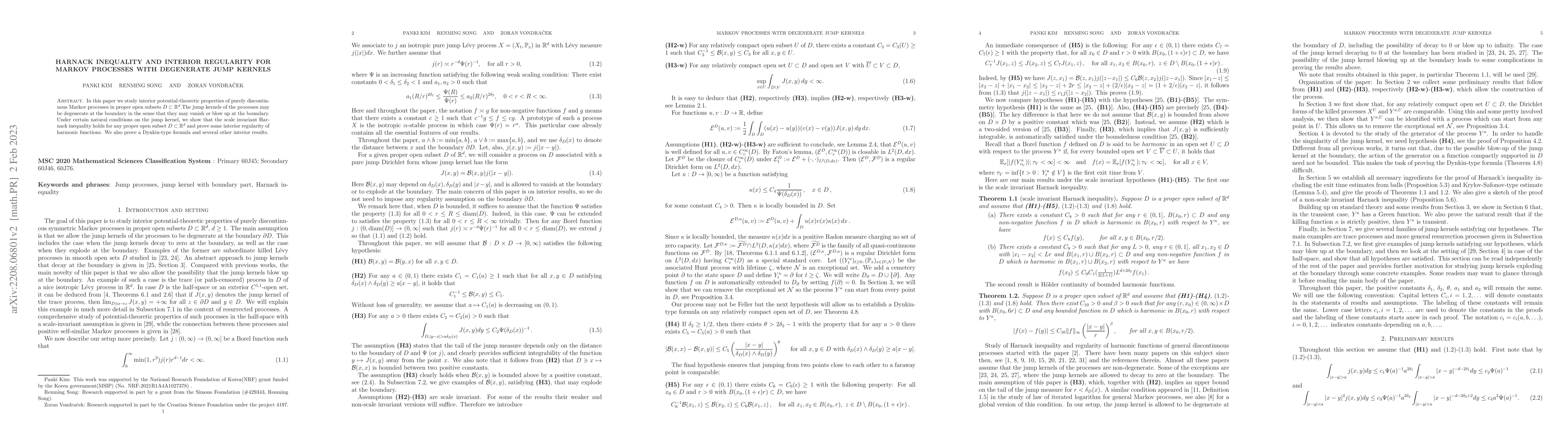 Thumbnail for Harnack inequality and interior regularity for Markov processes with
  degenerate jump kernels