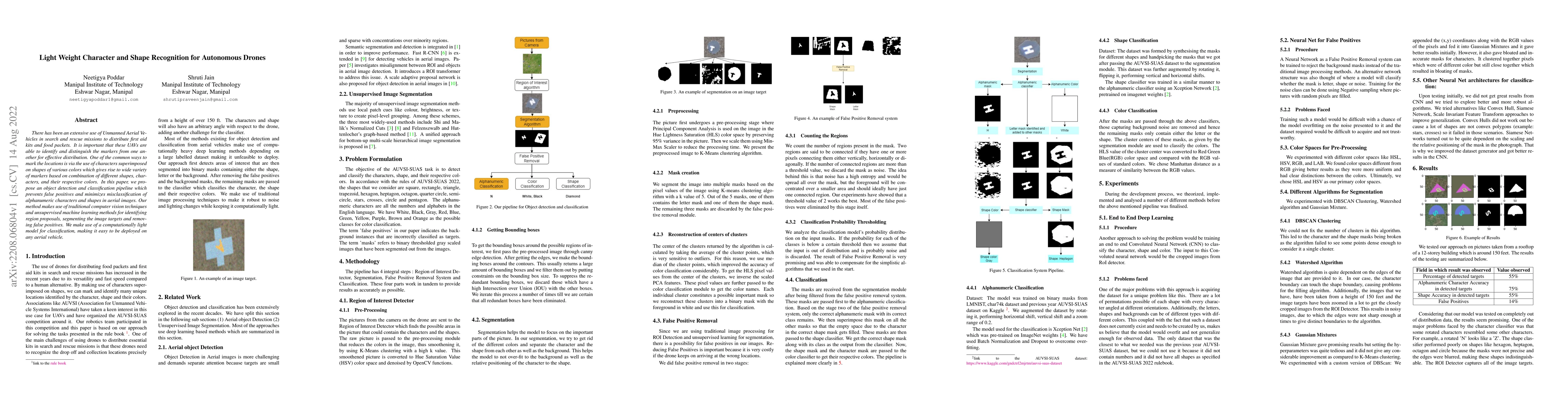 Thumbnail for Light Weight Character and Shape Recognition for Autonomous Drones