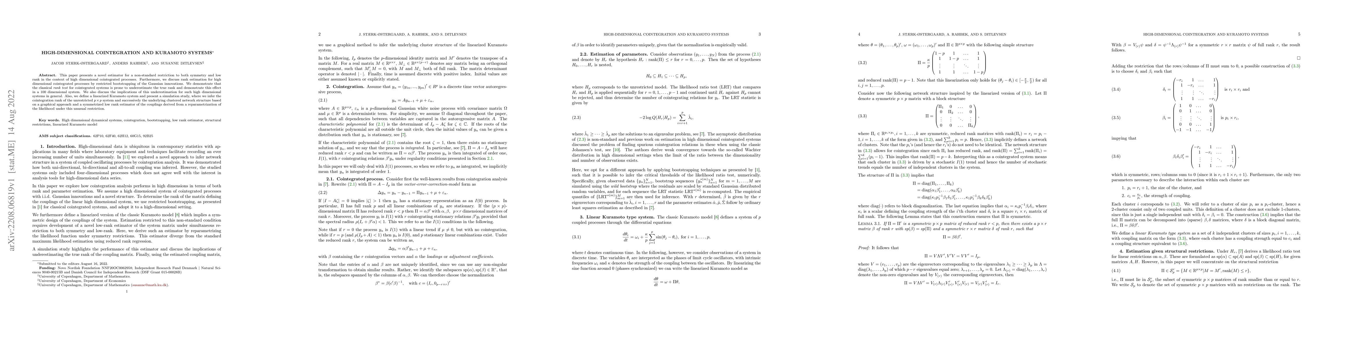Thumbnail for High-dimensional cointegration and Kuramoto systems