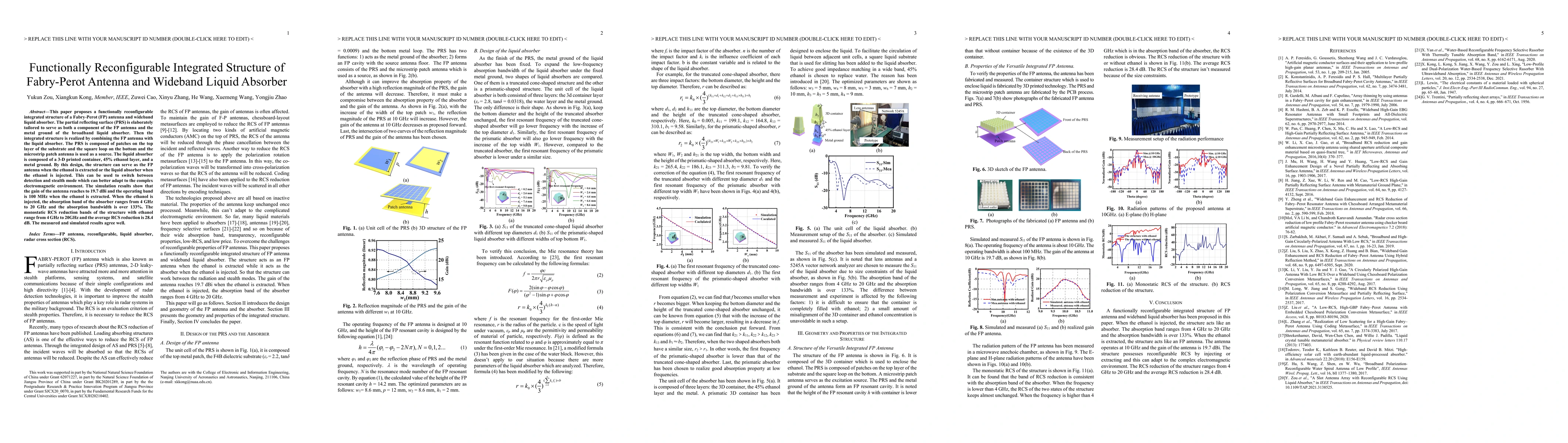 Thumbnail for Functionally Reconfigurable Integrated Structure of Fabry-Perot Antenna
  and Wideband Liquid Absorber