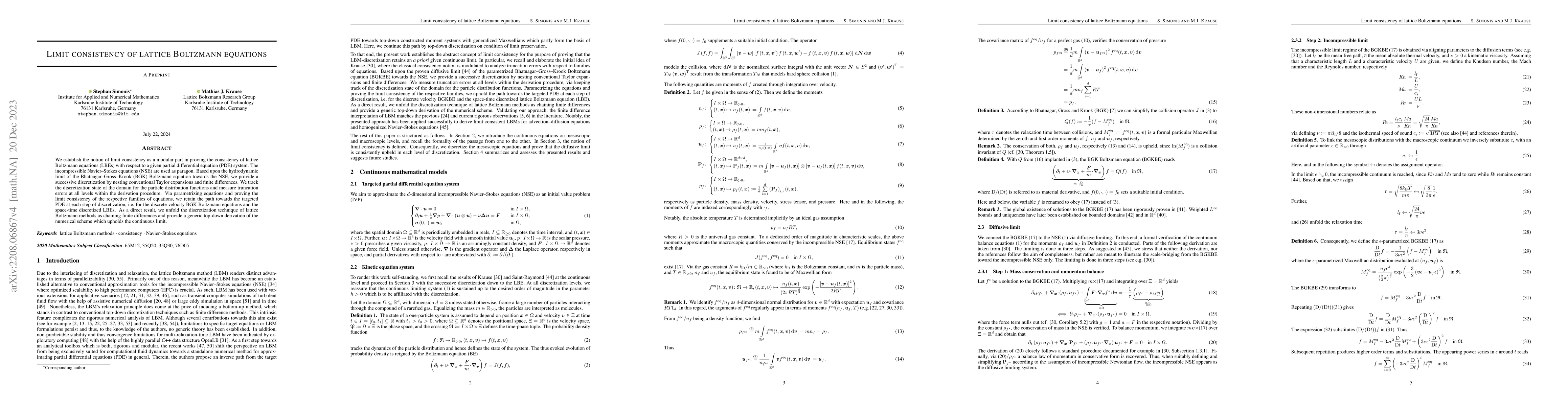 Thumbnail for Limit Consistency of Lattice Boltzmann Equations