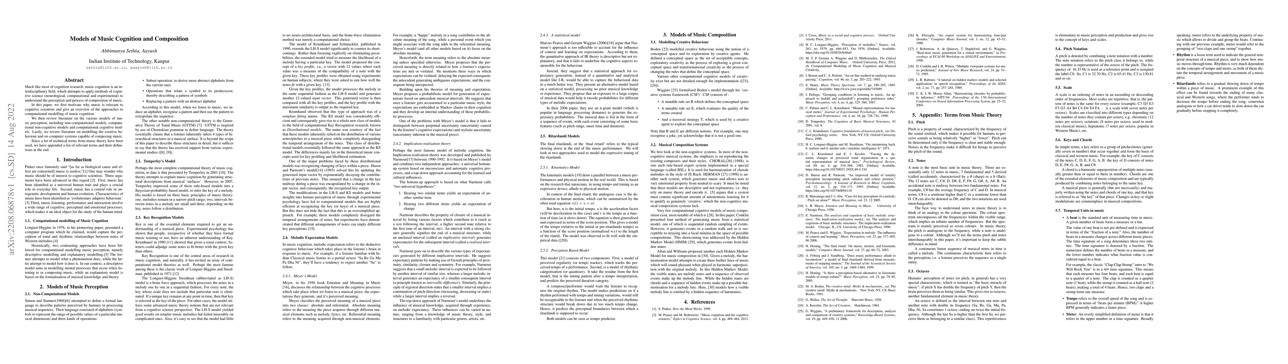 Thumbnail for Models of Music Cognition and Composition