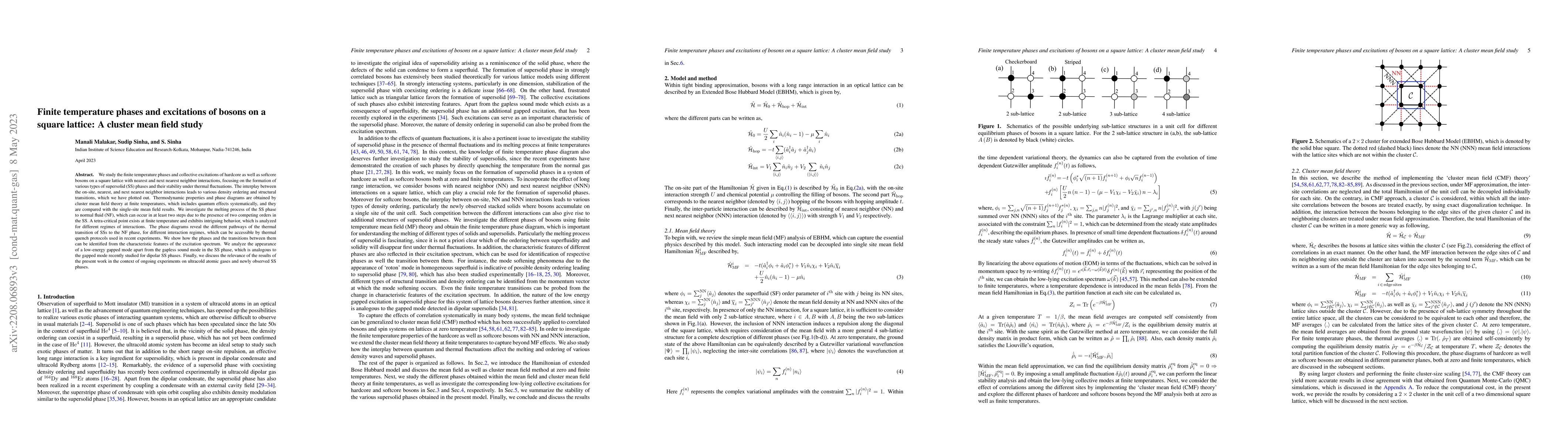 Thumbnail for Finite temperature phases and excitations of bosons on a square lattice:
  A cluster mean field study