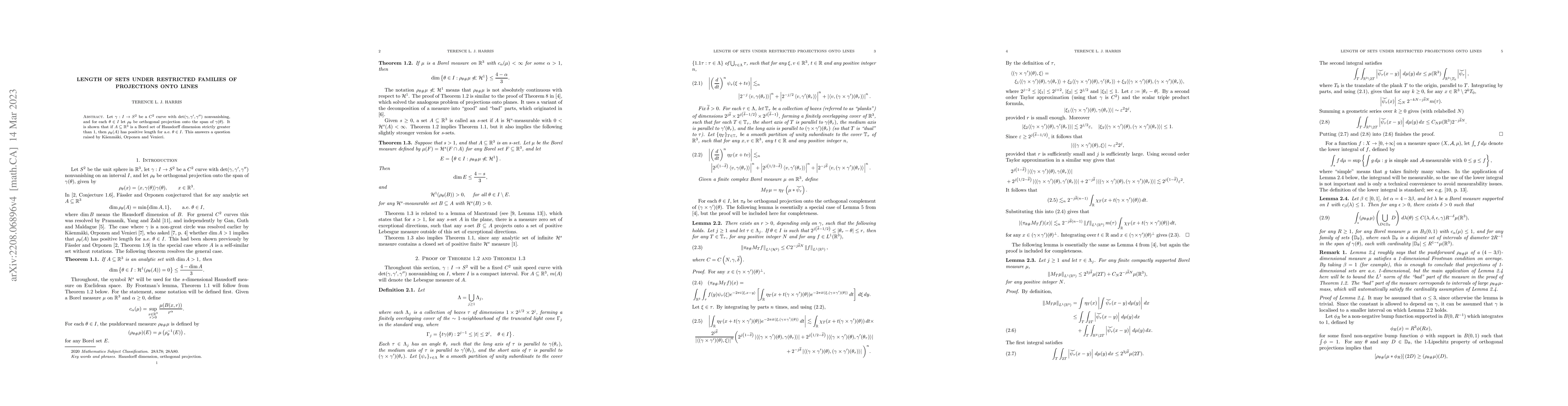 Thumbnail for Length of sets under restricted families of projections onto lines