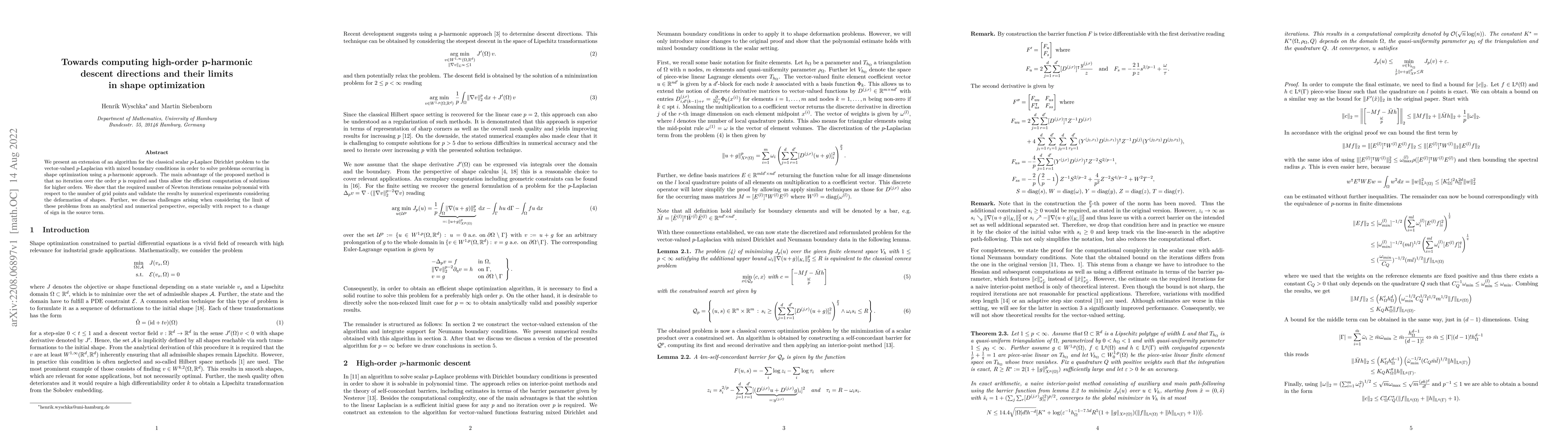 Thumbnail for Towards computing high-order p-harmonic descent directions and their
  limits in shape optimization