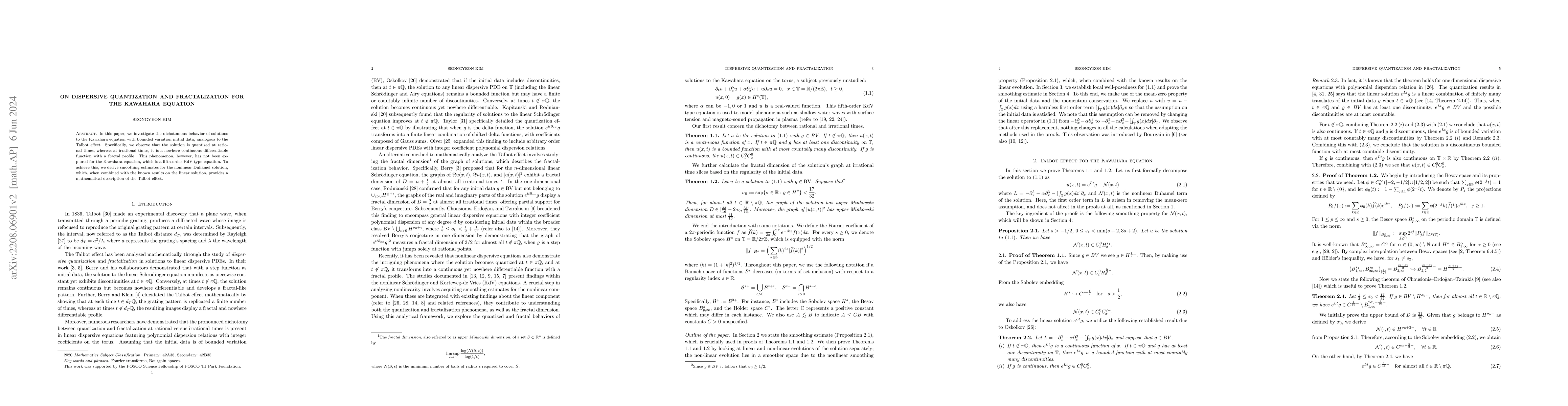 Thumbnail for On dispersive quantization and fractalization for the Kawahara equation