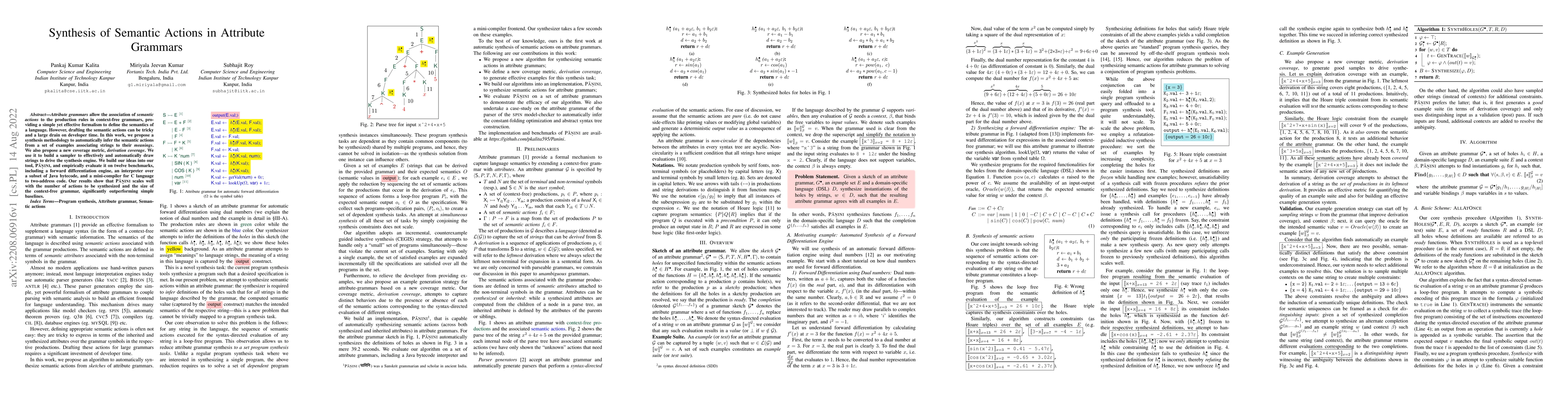 Thumbnail for Synthesis of Semantic Actions in Attribute Grammars
