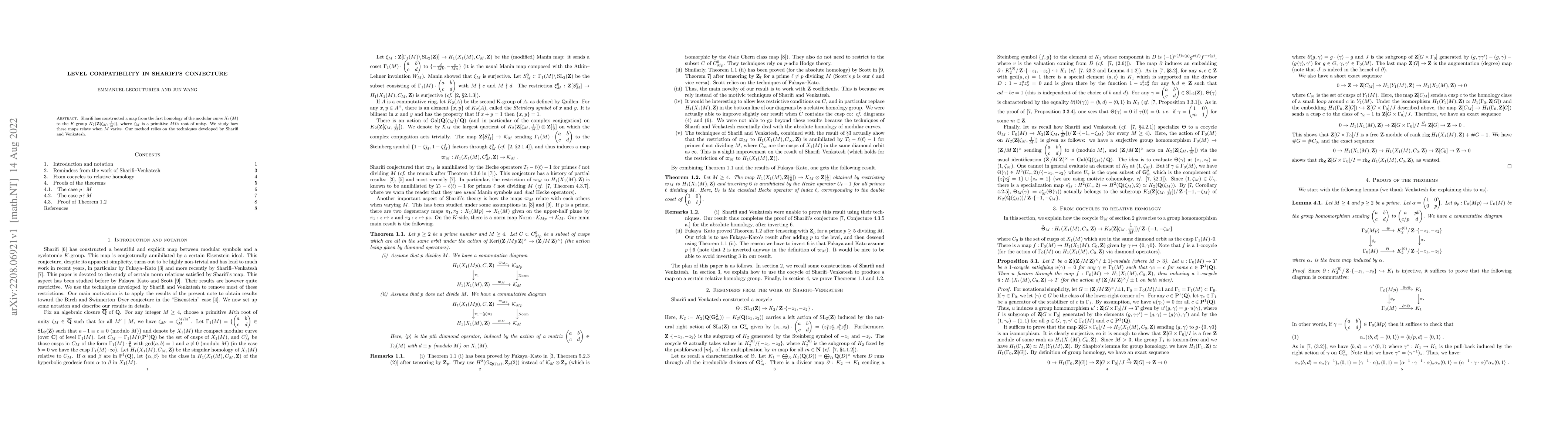 Thumbnail for Level compatibility in Sharifi's conjecture