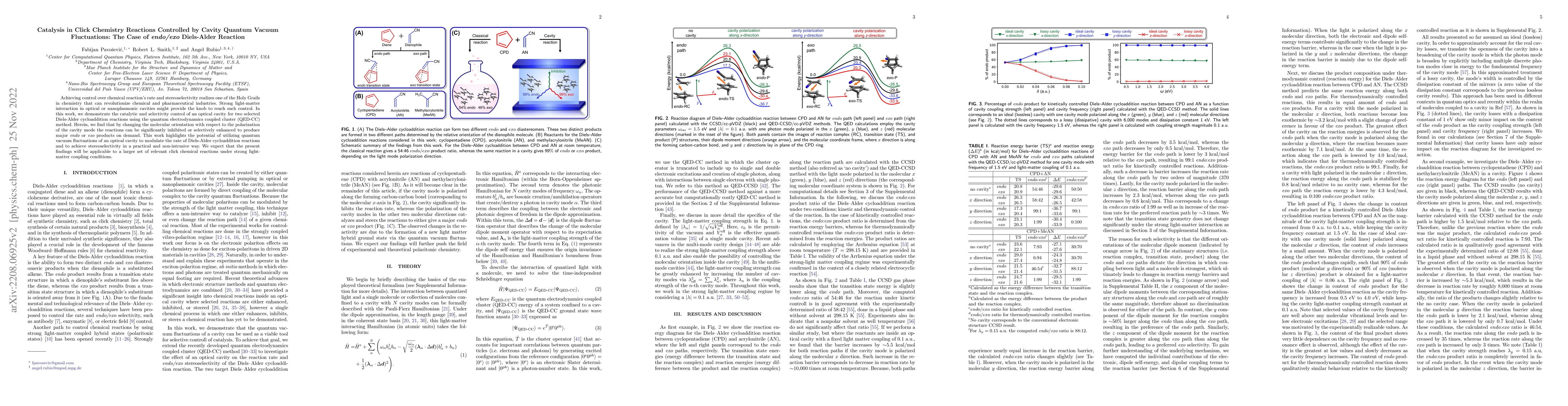Thumbnail for Catalysis in Click Chemistry Reactions Controlled by Cavity Quantum
  Vacuum Fluctuations: The Case of endo/exo Diels-Alder Reaction