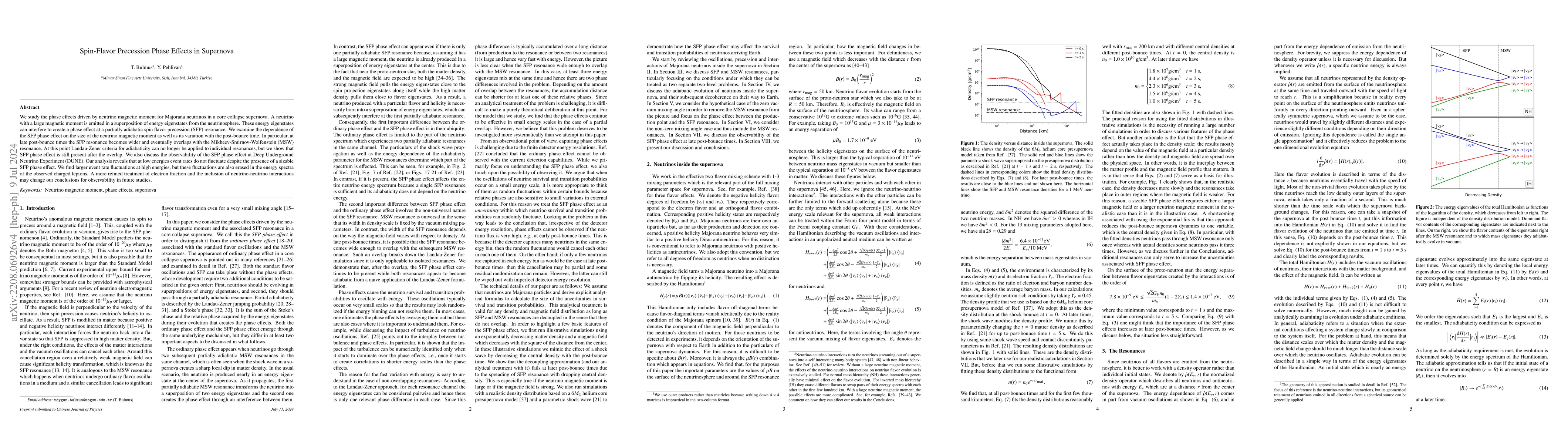 Thumbnail for Spin-Flavor Precession Phase Effects in Supernova