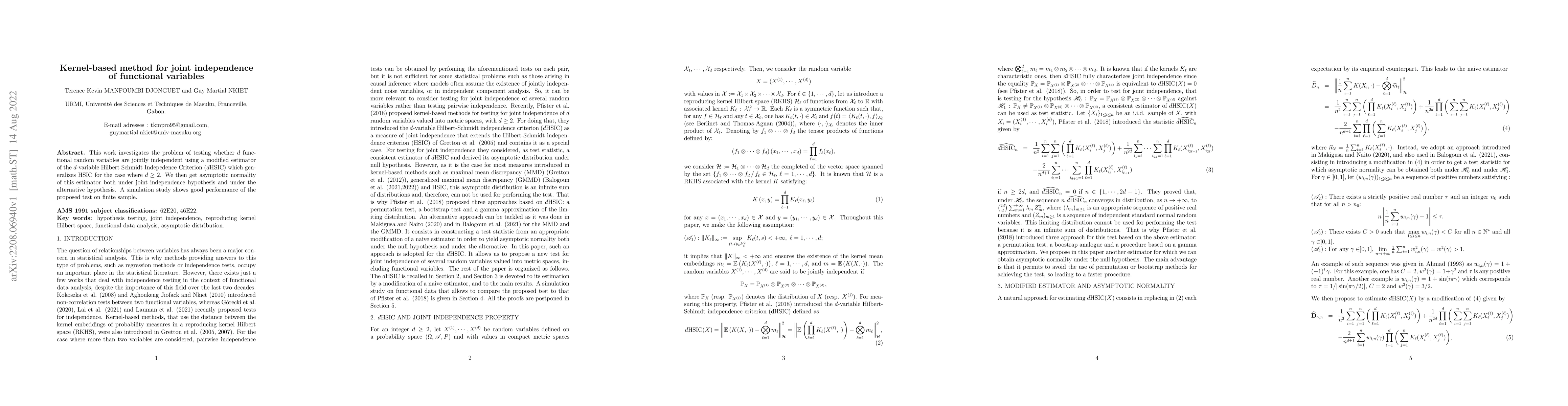 Thumbnail for Kernel-based method for joint independence of functional variables