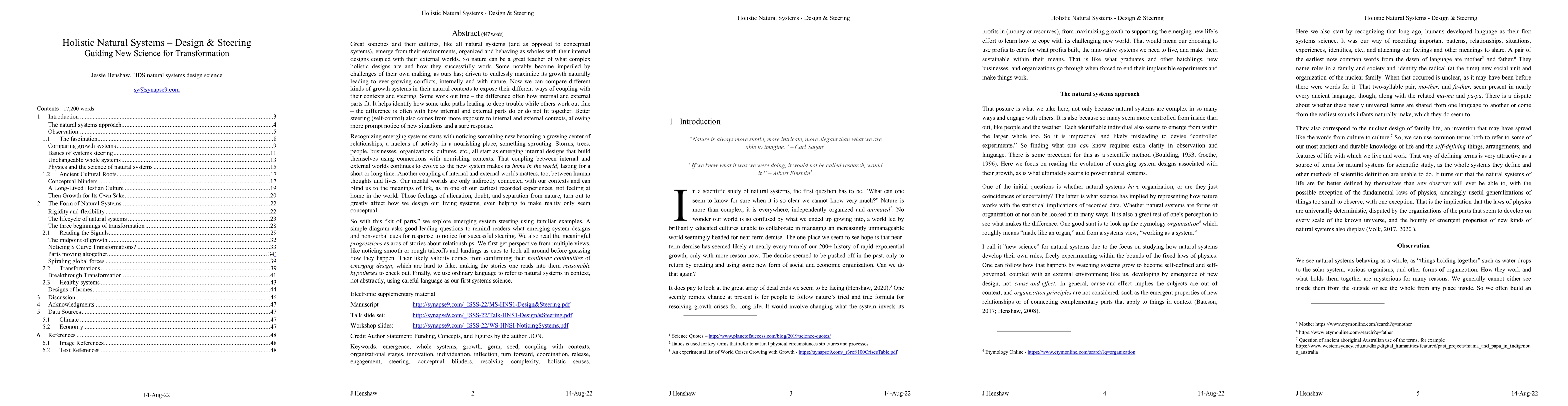 Thumbnail for Holistic Natural Systems -- Design & Steering, Guiding New Science for
  Transformation