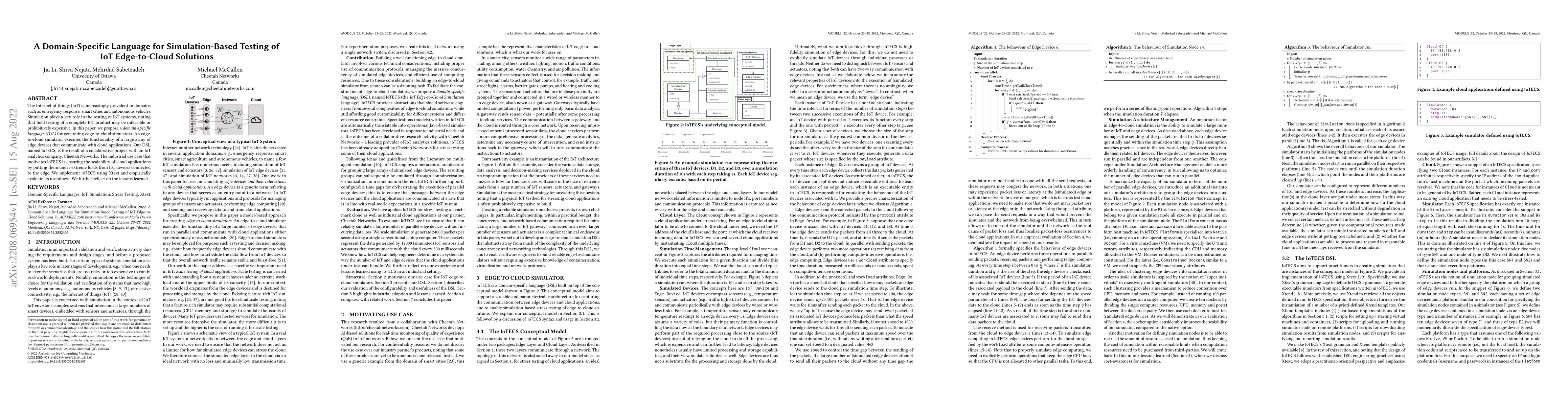 Thumbnail for A Domain-Specific Language for Simulation-Based Testing of IoT
  Edge-to-Cloud Solutions
