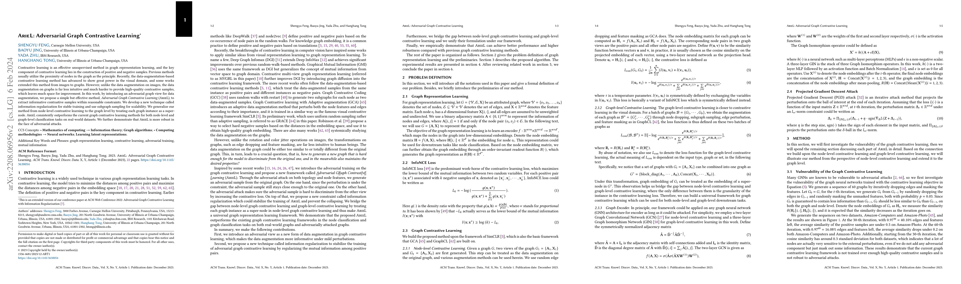 Thumbnail for ARIEL: Adversarial Graph Contrastive Learning