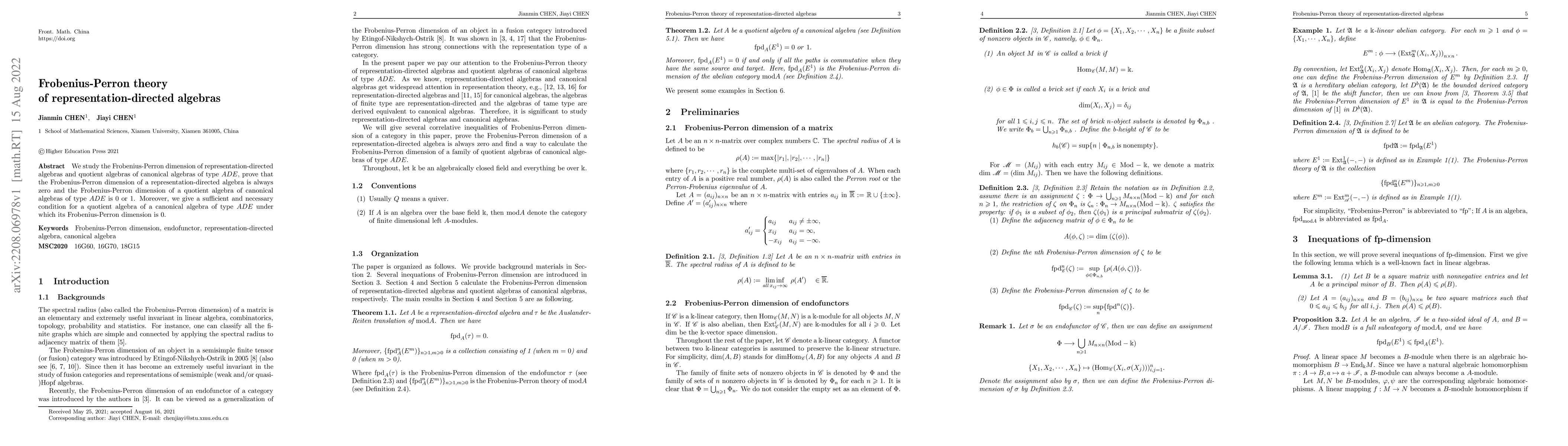 Thumbnail for Frobenius-Perron theory of representation-directed algebras