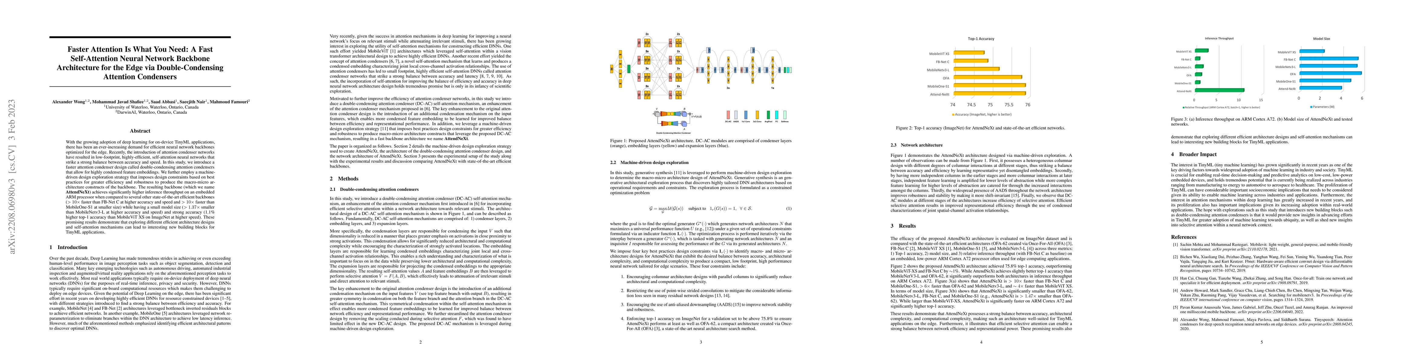 Thumbnail for Faster Attention Is What You Need: A Fast Self-Attention Neural Network
  Backbone Architecture for the Edge via Double-Condensing Attention Condensers