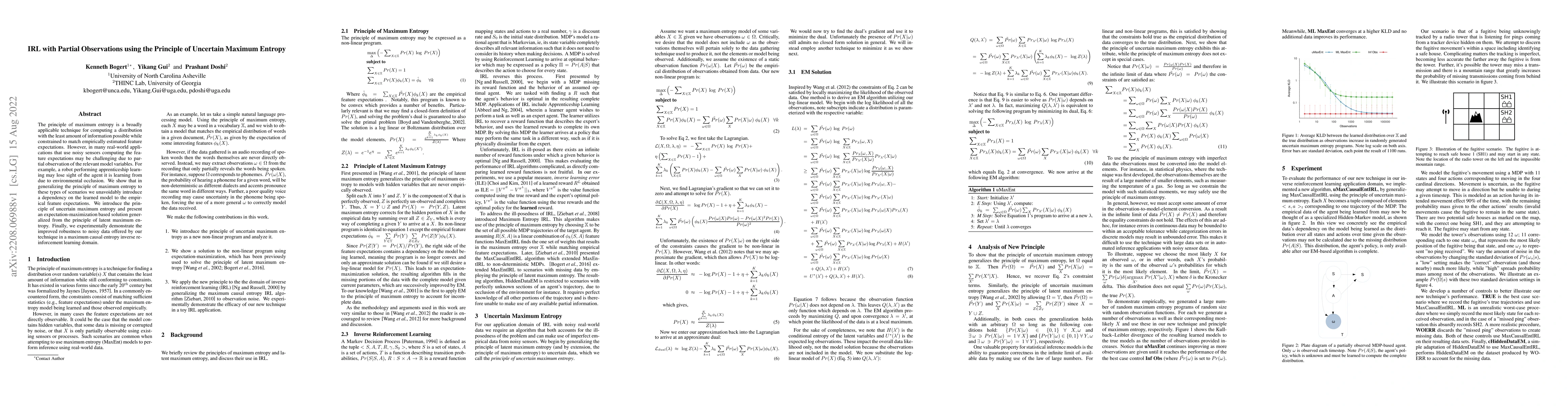 Thumbnail for IRL with Partial Observations using the Principle of Uncertain Maximum
  Entropy