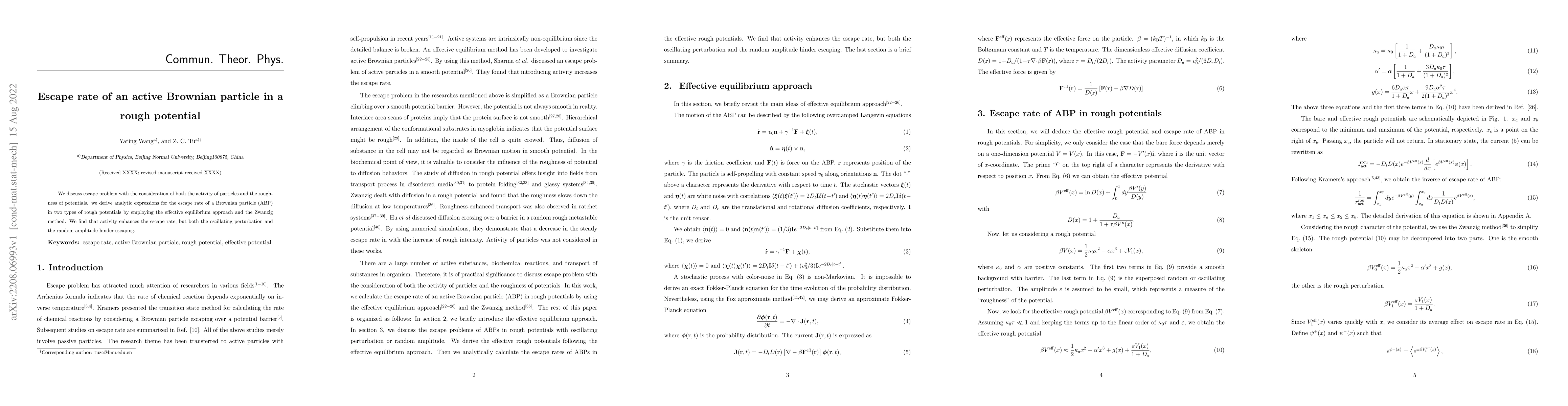 Thumbnail for Escape rate of an active Brownian particle in a rough potential