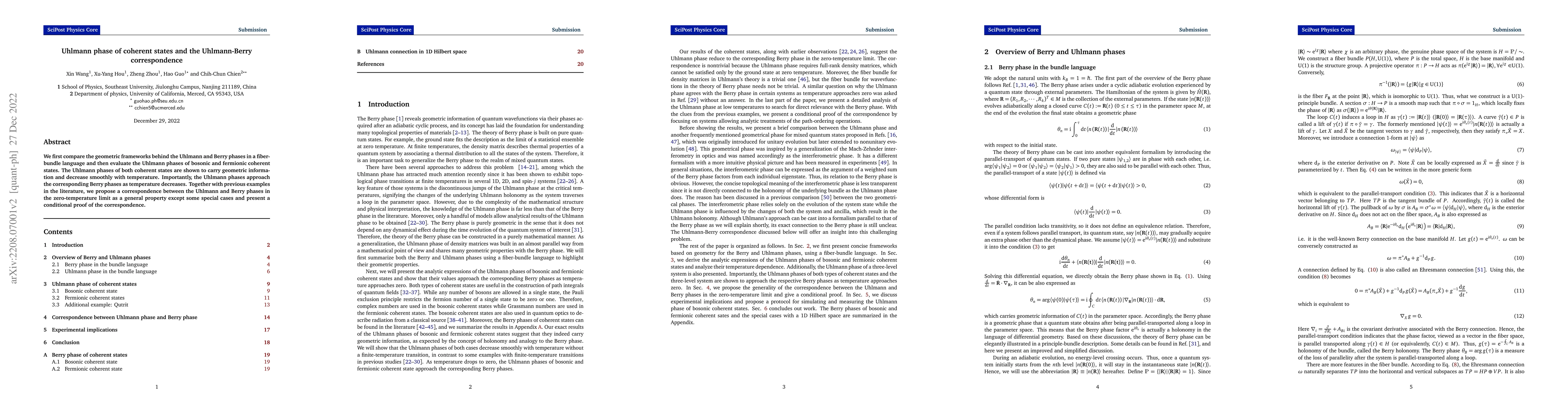 Thumbnail for Uhlmann phase of coherent states and the Uhlmann-Berry correspondence