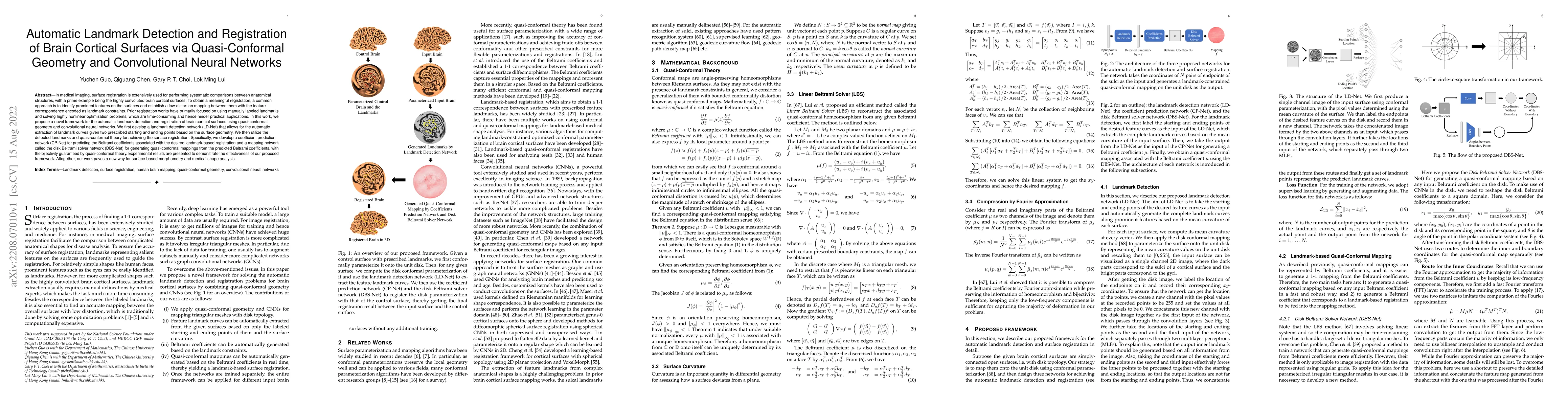 Thumbnail for Automatic Landmark Detection and Registration of Brain Cortical Surfaces
  via Quasi-Conformal Geometry and Convolutional Neural Networks