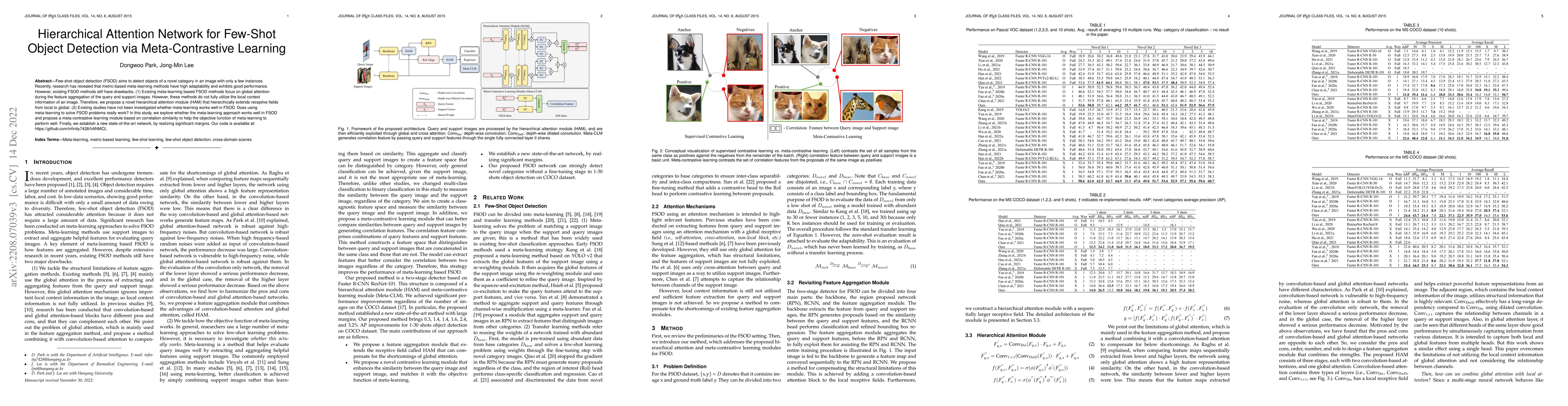 Thumbnail for Hierarchical Attention Network for Few-Shot Object Detection via
  Meta-Contrastive Learning
