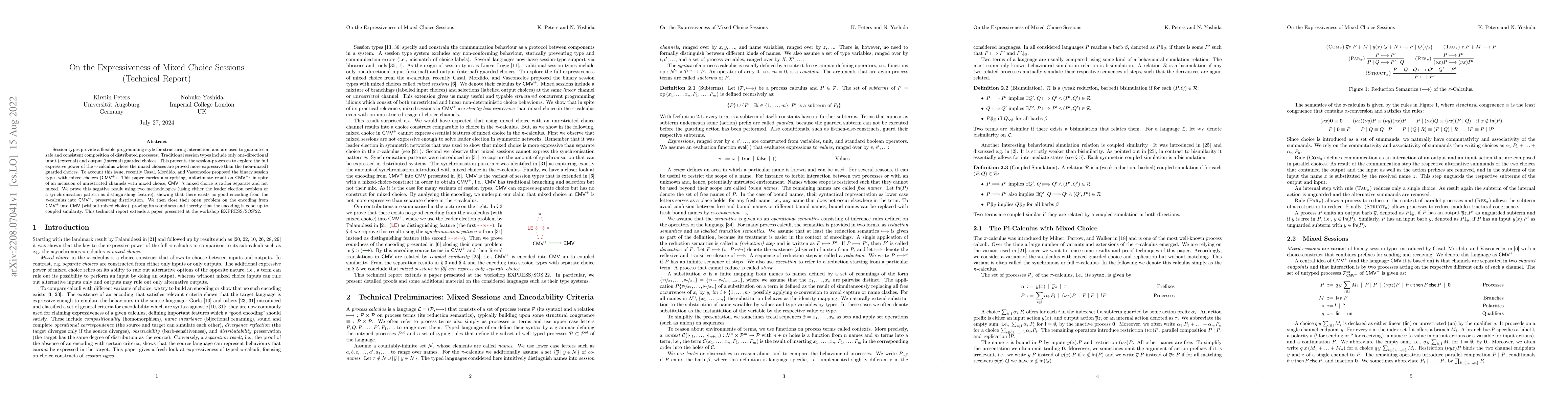 Thumbnail for On the Expressiveness of Mixed Choice Sessions (Technical Report)