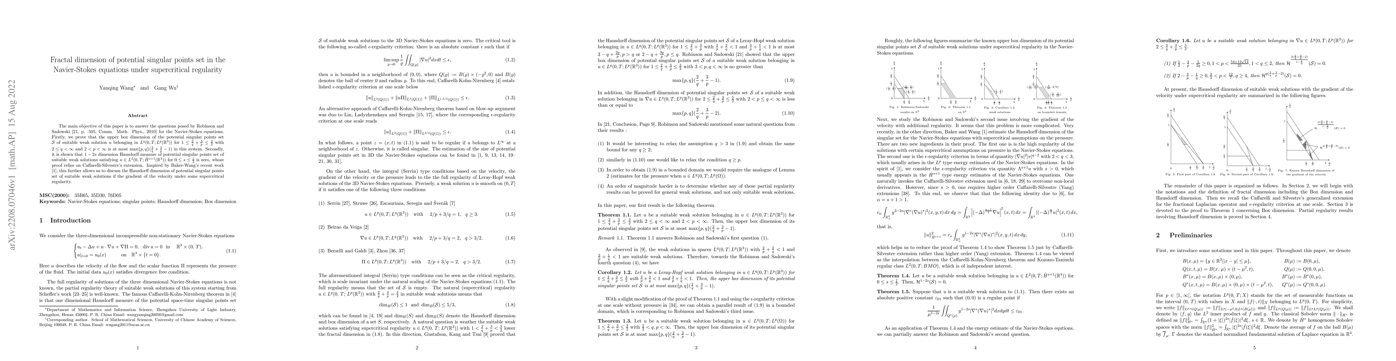 Thumbnail for Fractal dimension of potential singular points set in the Navier-Stokes
  equations under supercritical regularity